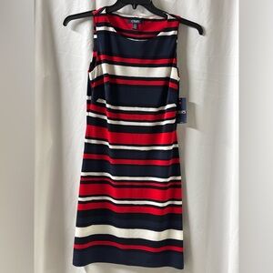 Chaps NWT Women's Striped Sleeveless Dress‎ - Red, White, and Blue Size small
